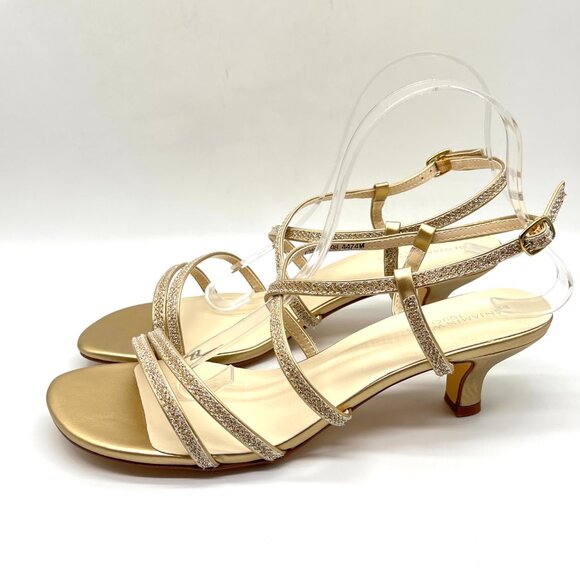 Touch Ups Womens Size 10M Maisie Champagne Gold Kitten Heel Dress‎ Sandals Shoes - Picture 6 of 12